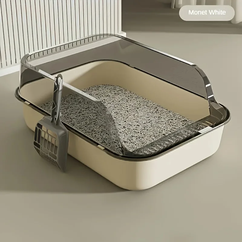 Three-Piece Suit，High Quality Plastic Litter Box Semi-Enclosed，Convenient for Cats to Enter and Exit，Attached Cat Litter Scoop